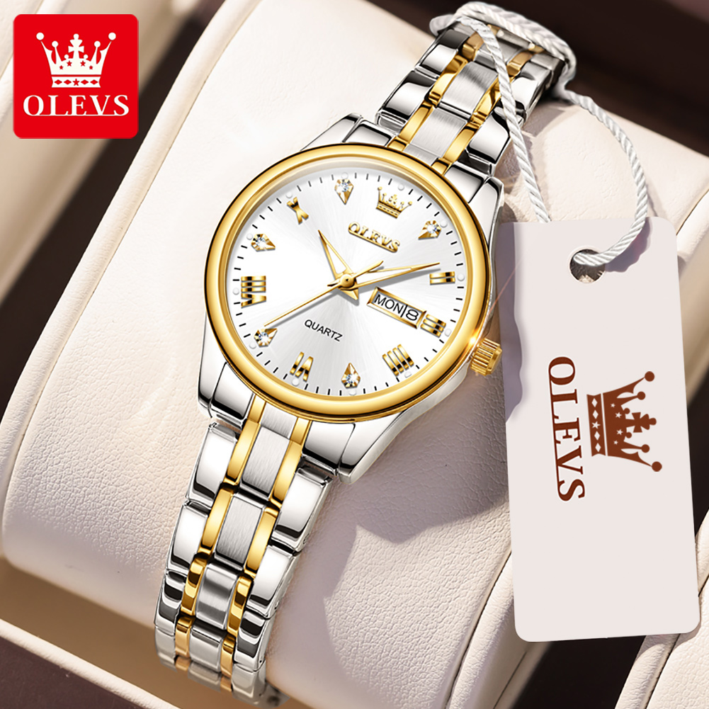 Stainless Bracelet Diver - OLEVS 5563 여성용 방수 쿼츠 시계,