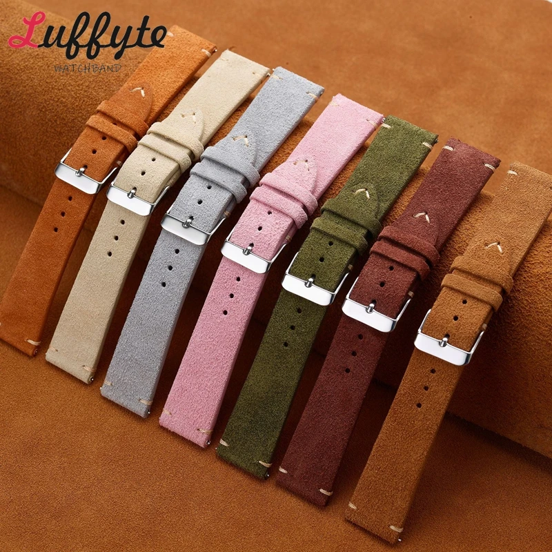 Suede Strap Watch - 빈티지 스웨이드 정품 가죽 시계 스트랩