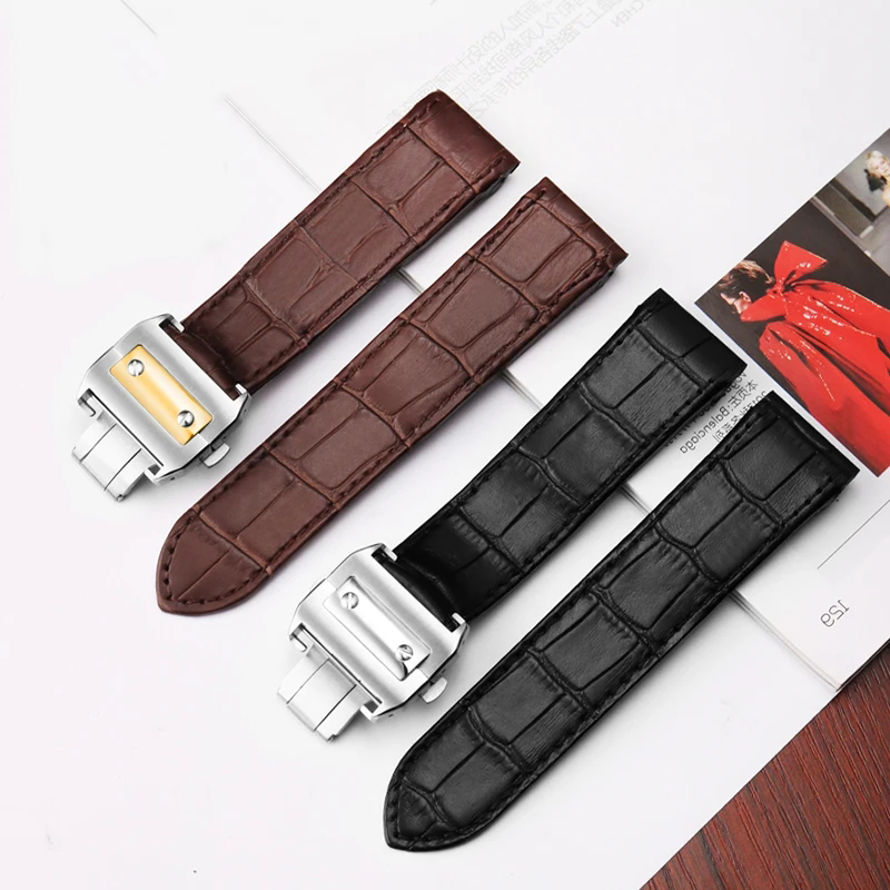 Cartier Watch Santos - 하이 퀄리티 소가죽 시계 스트랩, 까르띠에
