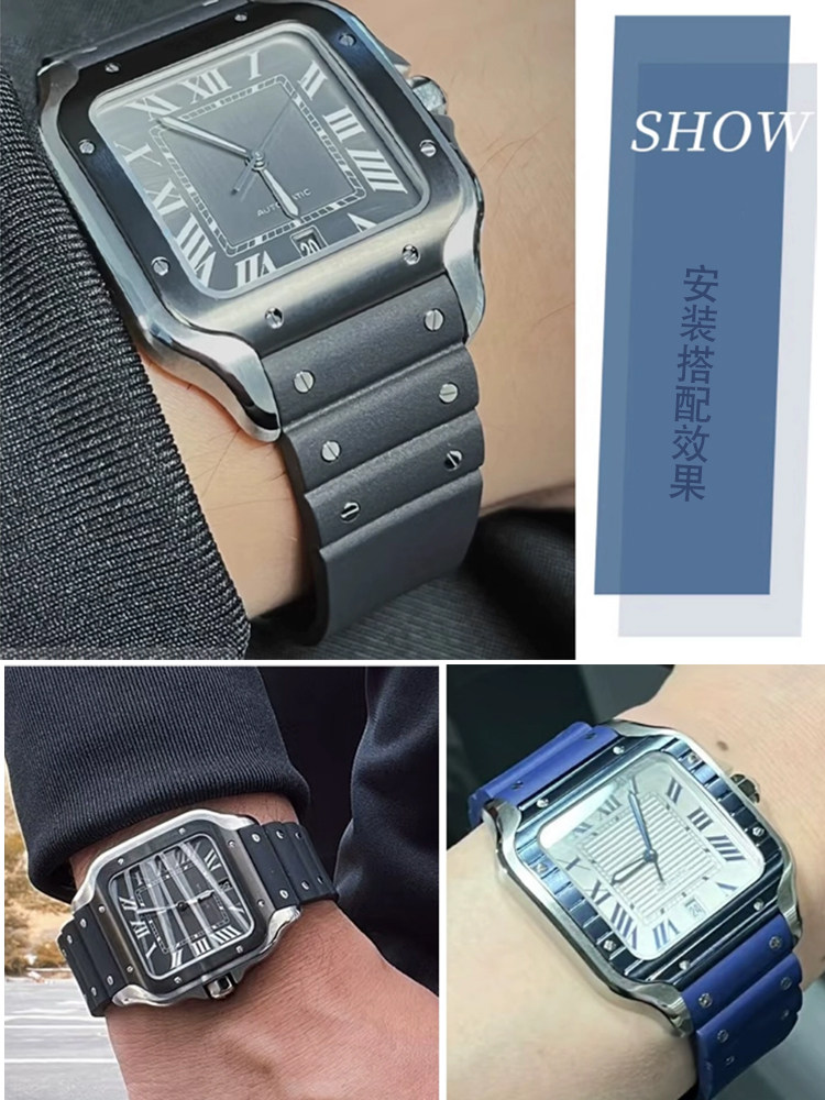 까르띠에 산토스 남성용 접이식 버클 토션 네일 고무 실 - Cartier Watch Santos 리뷰 및 가격