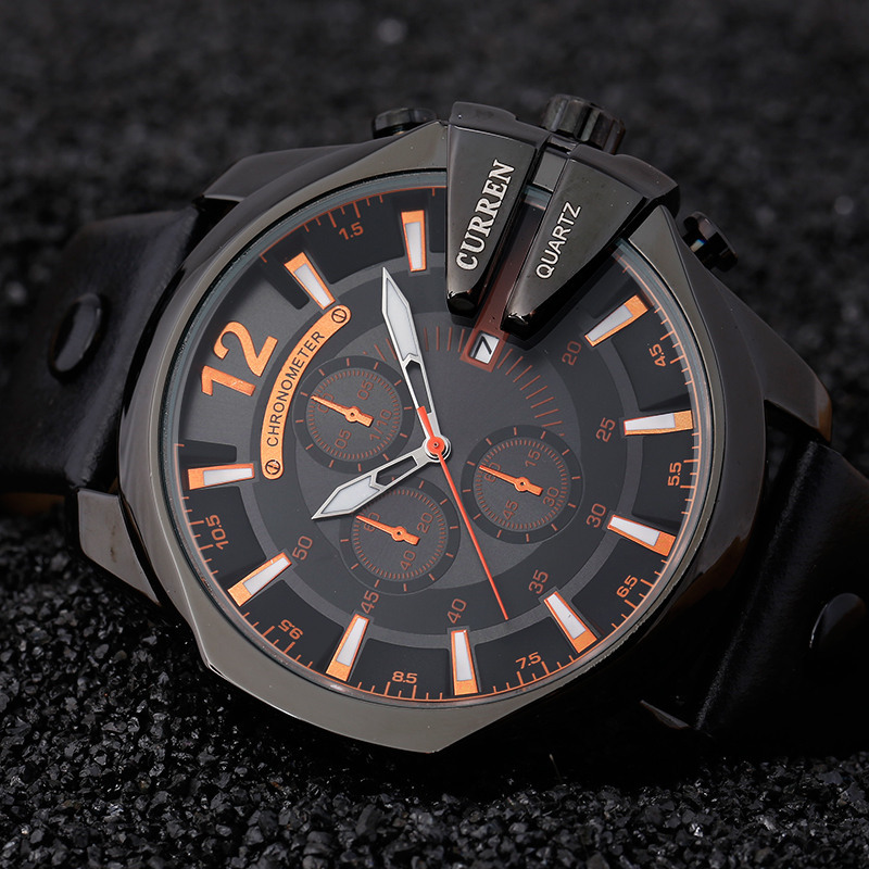 Curren Mens 시계 톱 브랜드 럭셔리 골드 빅  - Leather Watch Band Men 리뷰 및 가격