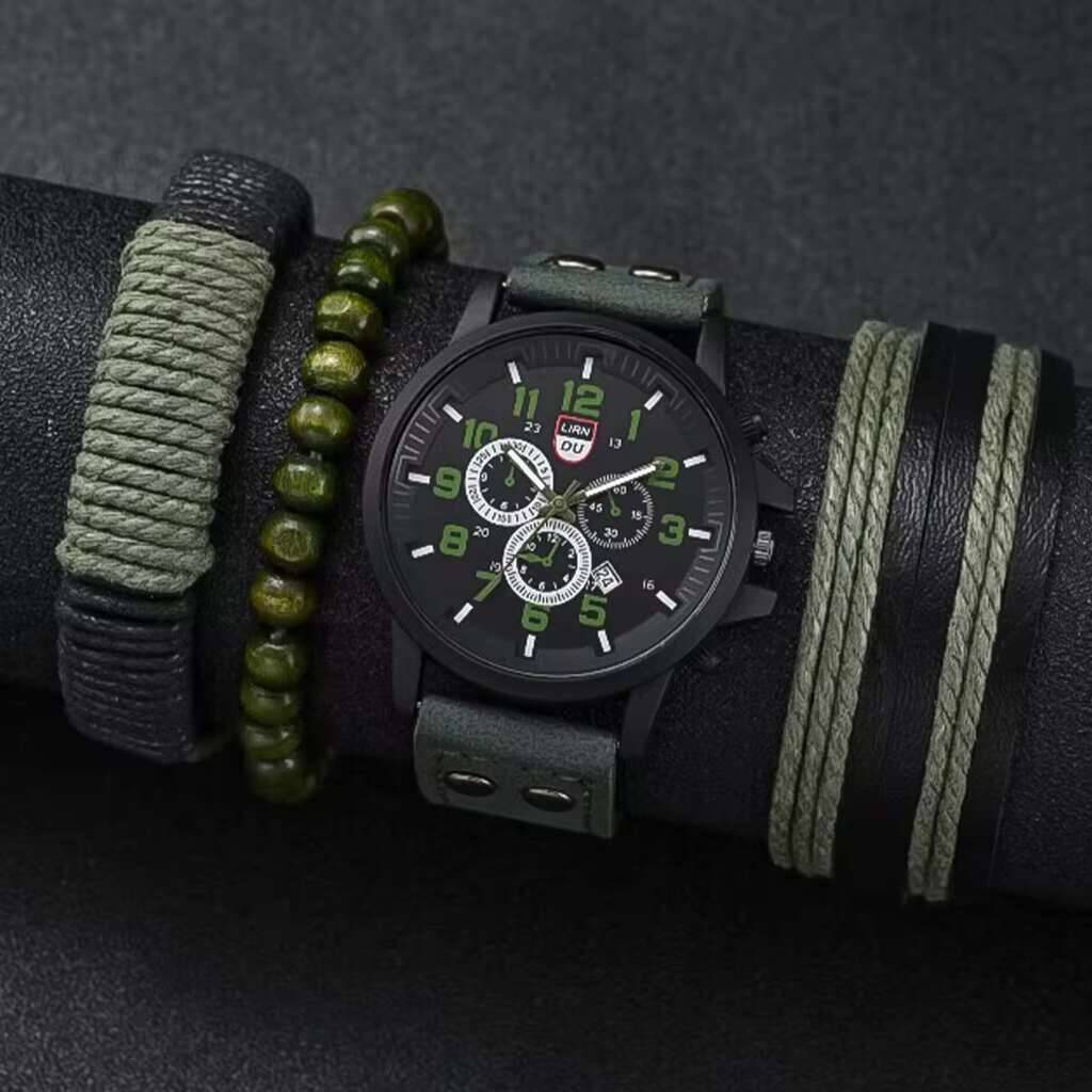 남성용 스포츠 시계, 캐주얼 가죽 밴드, 캘린더 쿼츠  - Leather Watch Band Men 리뷰 및 가격