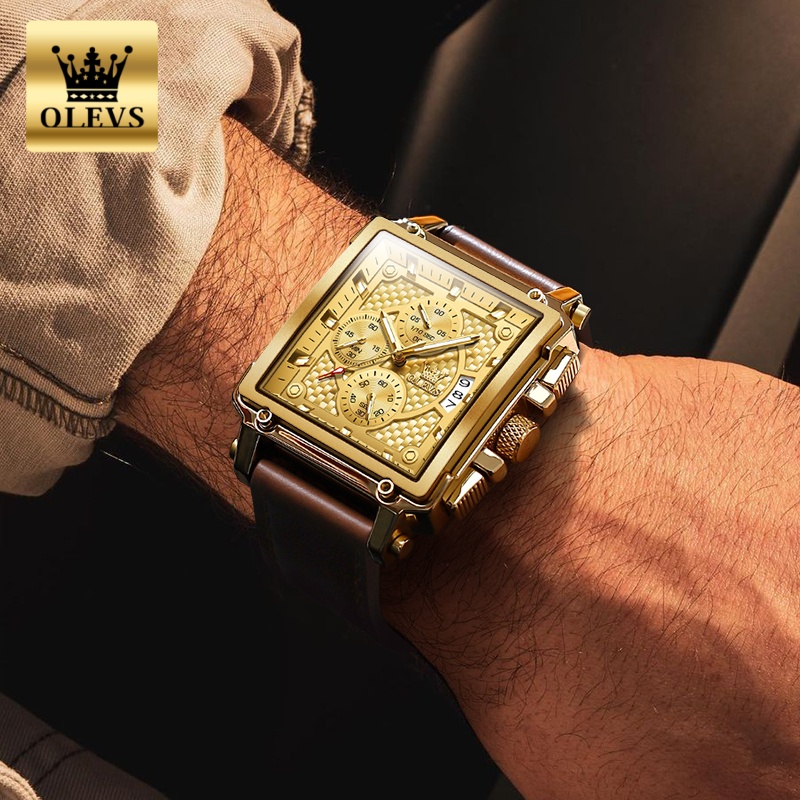 OLEVS 브랜드 남성용 시계 방수 가죽 스트랩 크로노 - Leather Watch Band Men 리뷰 및 가격